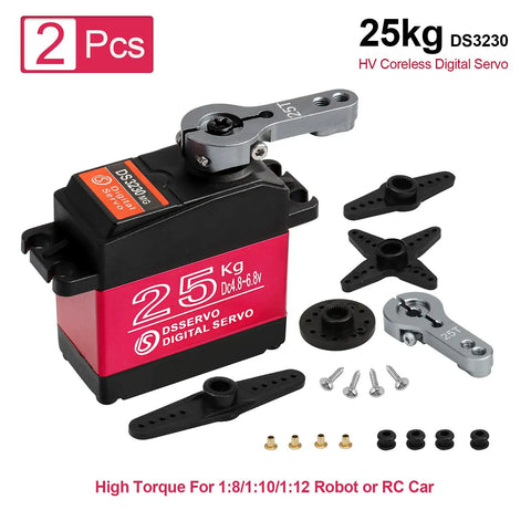 Beefy Pair Of 25Kg Digital Servo Motors With Full Metal Gear Waterproof High Torque for RC Cars Crawlers and Robots