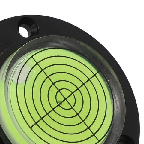 For Bullseye Bubble Level, Round Circular For Spirit Vial, Alignment Tool with green liquid and crosshair design.