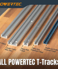 48 Inch Heavy Duty Aluminum Miter T Track And T Slot Bar Kit For Shop Essential Fixtures visible with varied profiles on wood.