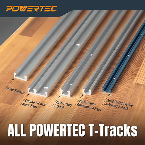 48 Inch Heavy Duty Aluminum Miter T Track And T Slot Bar Kit For Shop Essential Fixtures visible with varied profiles on wood.