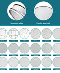 Comparison of mesh sizes for 304 Stainless Lab Sieve Screen, 50 Mesh, 12 Inch Diameter, highlighting precise aperture and smooth edge.