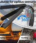 Long Range Dual Band Ham Radio Antenna SMA-Female 144 430 MHz Foldable Gooseneck Whip, showing 360-degree flexibility for outdoors.