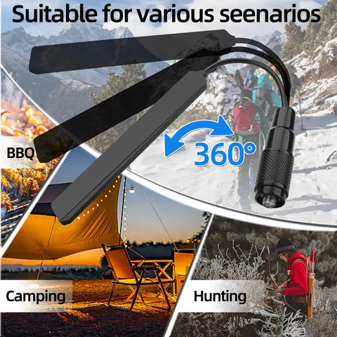 Long Range Dual Band Ham Radio Antenna SMA-Female 144 430 MHz Foldable Gooseneck Whip, showing 360-degree flexibility for outdoors.