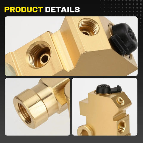 Badass Heavy Duty Brass PV2 Proportioning Valve For Disc Drum Brake Swap Replacement 172-1353 detailed view with fittings.