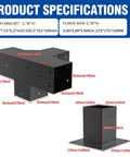 Heavy Duty Pergola Brackets For 4x4 Lumber, Black Powder Coated Steel 4 Way Kit with dimensions and specifications.