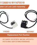 Washer Lid Lock Latch Assembly Replacement For Whirlpool And Maytag Works With MVW4505MW0 MVW4505MW1 MVW4505MW2 MVW5035MW1 MVW5035MW2 MVW5430MW1 MVW5430MW2 MVW5430PBK0 MVW5430PBK1 MVW5435PBK0, front and back view