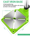Premium Piefeak Drill Press Stand With Solid Vice And Workbench Multifunction Benchtop Pillar Tool base featuring a stable cast iron design with 4-hole positioning.