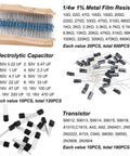 Massive 1400Pcs Electronics Component Assortment Kit for DIY Projects Featuring resistors, capacitors, and transistors displayed