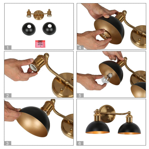 Assembly steps for Modern Farmhouse Bathroom Light Fixtures In Black And Brushed Gold Over Mirror Vanity Lights That Give Your Bathroom A Boss Vibe