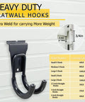 Heavy Duty Slatwall Hooks 22 Pack Set With Multi Size U And J Hooks for ladders, bikes, garage and garden tools, ProSlat compatible