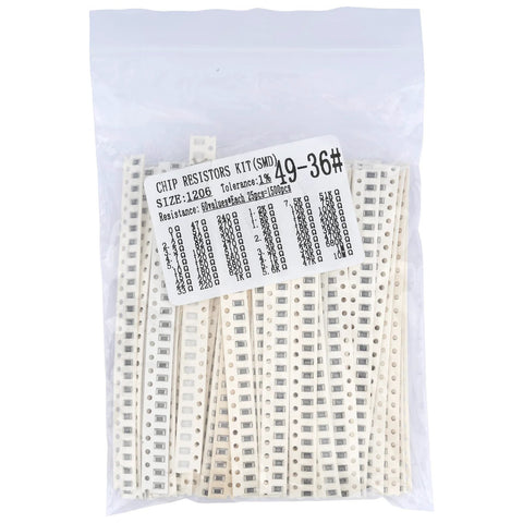 SMD chip resistor kit 1206, 1500 pcs, 60 values, 0-10MΩ, 1/4W, ±1% tolerance