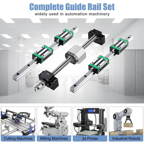 Heavy Duty Linear Guide Rail Kit With Two HGR20 400mm Rails Four Pillow Blocks SFU1605 400mm Ball Screw for CNC Routers
