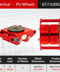 Heavy Duty Machinery Mover And Furniture Dolly With Rock Solid Steel Build And Smooth As Glass Rolling Casters For Hefty Gear Warehouse Freight Smooth Riding Shop Skates Breeze Through Heavy Hauls with red PU wheels and compact size.