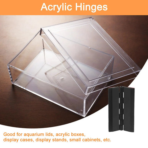 Pair Of Hella Durable Acrylic Hinges For Cabinets Drawers And Displays 75X45Mm Self Adhesive Black Piano Folding Hinges For Diy Crafts And Home Makeover used on acrylic storage box.
