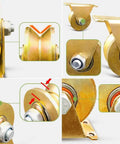Four Pack Heavy Duty V Groove Caster Wheels Made From Thickened Steel for Industrial Trolleys and Sliding Door Track Systems close-up details.