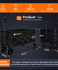 Lightweight Folding Wagon Cart With Wheels Portable Outdoor Utility Cart For Grocery Camping Shopping Beach Garden And Sports Gear Large Capacity For Easy Hauls On The Go in size comparison.