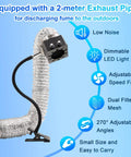 Pro Grade Solder Fume Extractor with adjustable speed fan and dimmable LED light, featuring silicone gooseneck and exhaust duct hose