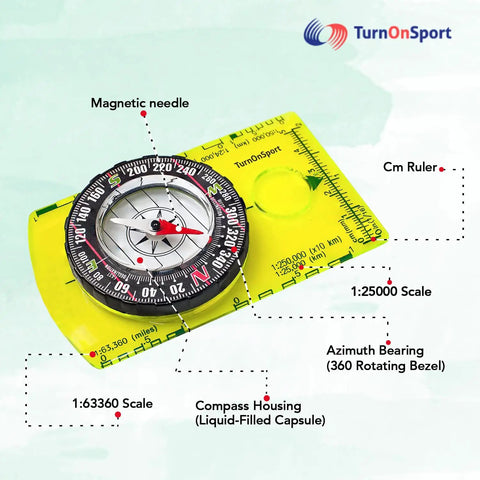 Orienteering Compass For Hiking And Camping, Pro-Grade Scout Tool For Map Reading And Navigation with acrylic baseplate and bezel