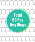 Premium Set Of One Hundred Heavy Duty Metal Swivel Lobster Clasps And Split Key Rings For Diy Lanyards Purses And Jewelry Crafting Hardware That Straight Up Will Never Let Go, 50 silver key rings displayed.
