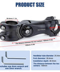 Product size details for Adjustable Bike Stem For 25.4mm Handlebars And 28.6mm Forks, 100mm Center Length, Aluminum Riser