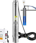 Heavy Duty Deep Well Submersible Pump 1.5HP 115V 60Hz, external control box, coiled cord, 4 inch stainless steel body