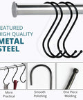 30 Pack Heavy Duty Black S Hooks 3.5 Inch Large S Shaped Metal Hanging Hooks For Kitchen Utensils Pots Pans Towels Bags Jeans Plants And More Carbon Steel Durable Organization Gear hanging on a rod, close-up view