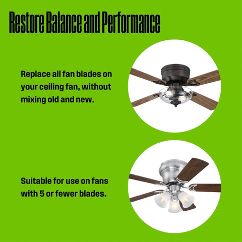 Five Piece Replacement Fan Blades For 42 Inch Ceiling Fans With 16.5 Inch Reversible Finishes, Easy Install shown in use