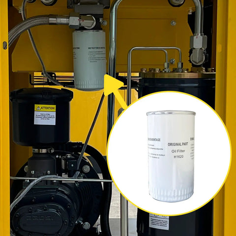 Rotary Screw Air Compressor Maintenance Kit For 460V System With C1250KL Air Filter H1620 Oil Filter And KB8641 Oil Separator Replacement Parts For LSVSD20 460V, oil filter close-up