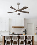 42" 5PCS Solid Wood Blades Ceiling Fan with Lights Remote Control, Nickel installed in a modern kitchen setting.