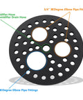 Six Point Five Inch Drain Cover With Integrated Ports For PVC Elbows And Pipe, Floor Drain Strainer With Removable Round Disc