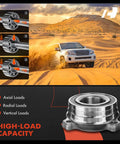 Rear Wheel Bearing And Hub Assembly For BMW 5 Series Vehicles Including 525i 525xi 528i 528i xDrive 530i 530xi 535i 535i xDrive 535xi 540i 545i 550i 550i GT xDrive M5 Replacement Part For RWD And AWD highlighting high-load capacity.