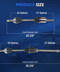 CV Axle Assembly Front Left And Right For Nissan Rogue AWD 2 5L I4 Auto CVT 2008 2015 Replacement Shaft Kit size chart