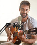 Anti Vibration Condenser Microphone Shock Mount For Studio Use Fits AT2020 MXL 770 with guitarist recording at home studio