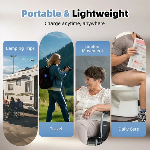 Portable Travel Bidet On The Go High Pressure Handheld Electric Sprayer USB Rechargeable, usage scenarios: camping, travel, daily care.