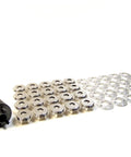 Top Shelf Lift The Dot Fastener Socket And Clinch Plate Set Comes With A Heavy Duty Hand Held Punch Tool For Marine Grade Nickel Brass Hardware laid out on a white background.