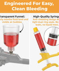 Pro Grade Hydraulic Brake Bleed Kit With 150ml Mineral Oil And CNC Brass Adapters For Shimano Magura TEKTRO TRP, funnel and syringe