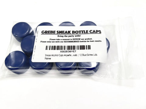 Blue 28mm Leak Free Alcohol Cap Set For Fiji Bottles Reseal Your Water Bottle Perfectly 12 Blue Screw Lids in packaging