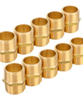 10 pack of 1 Inch NPT Male Hex Nipple Adapter Equal 1 Inch Hex Connector For Copper Brass Or Iron Pipe Fittings, corrosion-resistant brass