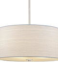 Pearl 18 Inch Modern 3 Light Drum Pendant Chandelier With White Textured Shade Glass Diffuser Adjustable Height LED Compatible Brushed Nickel Finish For Modern Living Rooms