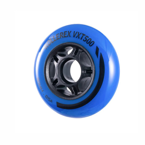 VXT500 80mm Inline Skate Wheels 2 Pack Deep Sea Blue urethane replacement wheel close-up for smooth rides