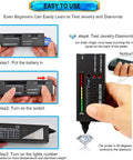 High Accuracy Diamond Tester Pen With LCD Display And LED Indicator, Pro Grade Diamond Selector For Pros And Hobbyists, Quickly Detect Real Diamonds With Green Light Signal, Battery Powered 9V, Eco Friendly And Easy To Use, hands holding tester