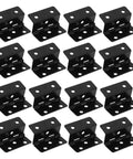 Black three fold corner iron hinges with six hole mounting for trunks, drawers, and cabinets, shown in multiple sets for DIY upgrades.