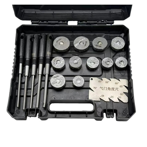 Universal 23-40mm Valve Seat Grinding Wheel Kit For Cars And Bikes Sturdy Diamond Repair Tools, open case with grinding heads