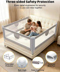 3 Piece Queen Size Toddler Bed Rails With Pocket And 360 Wraparound Protection Kidproof Lock For Safer Sleep Guard For Toddlers