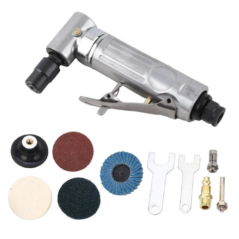 Bad Boy Right Angle Pneumatic Air Die Grinder With Variable Speed And 20000 RPM handles, various polishing and grinding attachments.