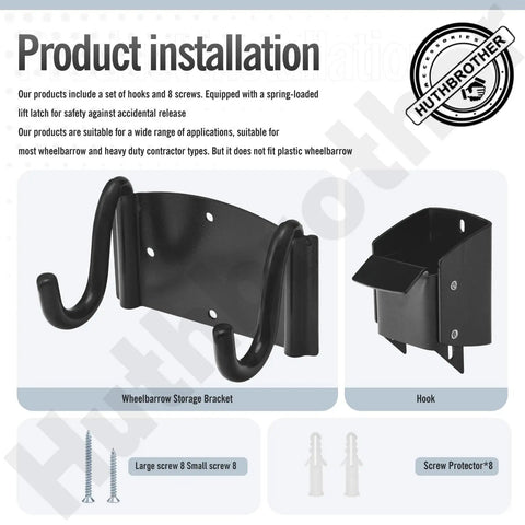 Heavy Duty Wheelbarrow Storage Bracket With Top Lift Latch 90 Lb Capacity Fits Most Wheelbarrows And Heavy Construction Carts components
