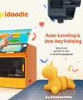Kid Safe Mini 3D Printer With Enclosed Design, One Click Printing, showcasing touchscreen and printed toy model