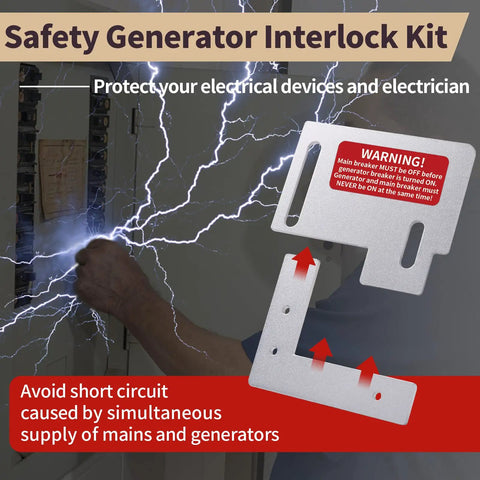 Generator Interlock Kit for 150/200A horizontal main panels to prevent backfeeding and ensure utility isolation, UL tested.