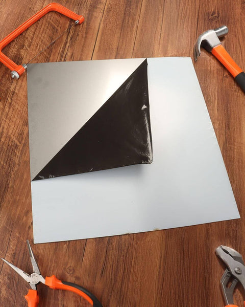 Stainless Steel Sheet 12 Inch Square One Sixteenth Inch Thick 304 Stainless Steel Brushed Silver Plate For DIY Projects Auto Repair Kitchen Laser Cut Ready Easy Bend Corrosion Resistant Rocaris with protective film.