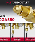 Pro Grade MIG And TIG Gas Regulator With Flow Meter For Argon CO2 Helium Welding 0-4000 PSI Inlet CGA580 fittings shown
